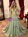 Green Sequins Long Sleeve Prom Dress