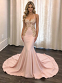 Pink Mermaid Halter Prom Dress