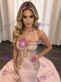 Pink Mermaid Halter Prom Dress