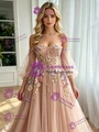 Short Sleeve Tulle Off the Shoulder Prom Dress