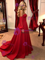 Red Strapless Long Sleeve Prom Dress