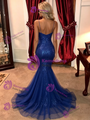 Royal Blue Mermaid Tulle Sequins Prom Dress
