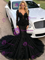 Black Mermaid Long Sleeve Prom Dress