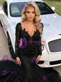 Black Mermaid Long Sleeve Prom Dress