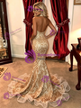 Gold Mermaid Sequins Halter Prom Dress