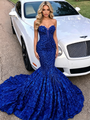 Royal Blue Mermaid Strapless Prom Dress