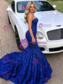 Royal Blue Mermaid Strapless Prom Dress
