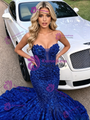 Royal Blue Mermaid Strapless Prom Dress
