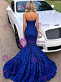 Royal Blue Mermaid Strapless Prom Dress
