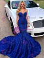 Royal Blue Mermaid Strapless Prom Dress