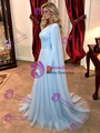 Blue One Shoulder Long Sleeve Prom Dress