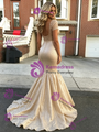 Gold Mermaid Cap Sleeve Prom Dress