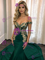 Green Mermaid Off the Shoulder Appliques Prom Dress