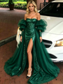 Green Mermaid Sequins Long Sleeve Prom Dress