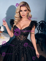 A-Line Black Tulle Sequins Prom Dress