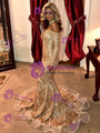 Gold Sequins Mermaid Long Sleeve Prom Dress