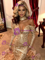 Gold Sequins Mermaid Long Sleeve Prom Dress