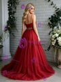 Red Tulle Spaghetti Straps Prom Dress