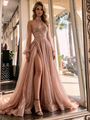 Long Sleeve Sequins High Neck Prom Dress