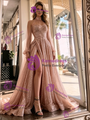 Long Sleeve Sequins High Neck Prom Dress