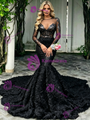 Black Mermaid Sequins Long Sleeve Prom Dress