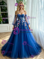 Royal Blue Tulle Appliques Prom Dress