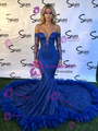 Blue Mermaid Sequins Long Sleeve Prom Dress
