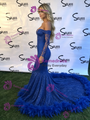 Blue Mermaid Sequins Long Sleeve Prom Dress