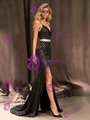 Black Mermaid Sequins Straps Beading Prom Dress