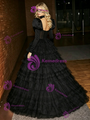 Black Long Sleeve Tiers Prom Dress