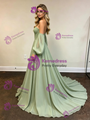 Green Chiffon Strapless Pleats Prom Dress