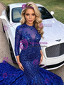 Blue Mermaid Short Sleeve Prom Dress