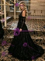Black Sequins Long Sleeve Prom Dress
