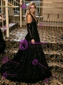 Black Sequins Long Sleeve Prom Dress