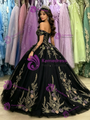 Black Tulle Off the Shoulder Appliques Quinceanera Dress