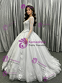 Silver Gray Tulle Long Sleeve Appliques Quinceanera Dress