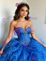 Royal Blue Tulle Strapless Quinceanera Dress