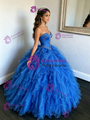 Royal Blue Tulle Strapless Quinceanera Dress