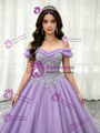 Purple Tulle Off the Shoulder Beading Quinceanera Dress