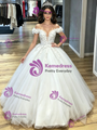 White Tulle Off the Shoulder Appliques Quinceanera Dress