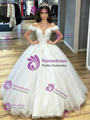 White Tulle Off the Shoulder Appliques Quinceanera Dress