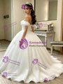 Beige White Tulle Off the Shoulder Quinceanera Dress