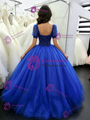 Royal Blue Tulle Puff Sleeve Beading Quinceanera Dress