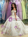 White Tulle Off the Shoulder Appliques Quinceanera Dress