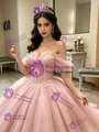 Pink Tulle Off the Shoulder Quinceanera Dress