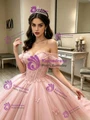 Pink Tulle Off the Shoulder Quinceanera Dress