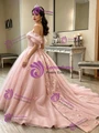 Pink Tulle Off the Shoulder Quinceanera Dress