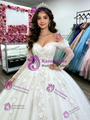 White Tulle Long Sleeve Appliques Quinceanera Dress
