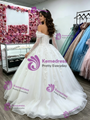 White Tulle Long Sleeve Appliques Quinceanera Dress