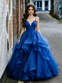 Blue Tulle Spaghetti Straps Quinceanera Dress